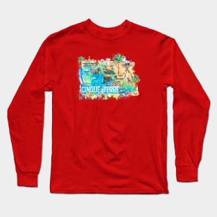 5Terre Illustrated Travel Map With Roads Long Sleeve T-Shirt